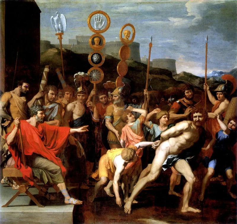 Camille entrega al maestro de escuela de Faléries a sus escolares - Nicolas Poussin