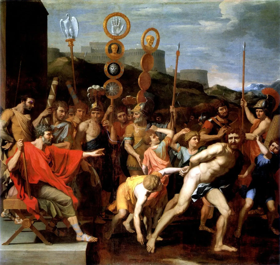 Camille entrega al maestro de escuela de Faléries a sus escolares - Nicolas Poussin