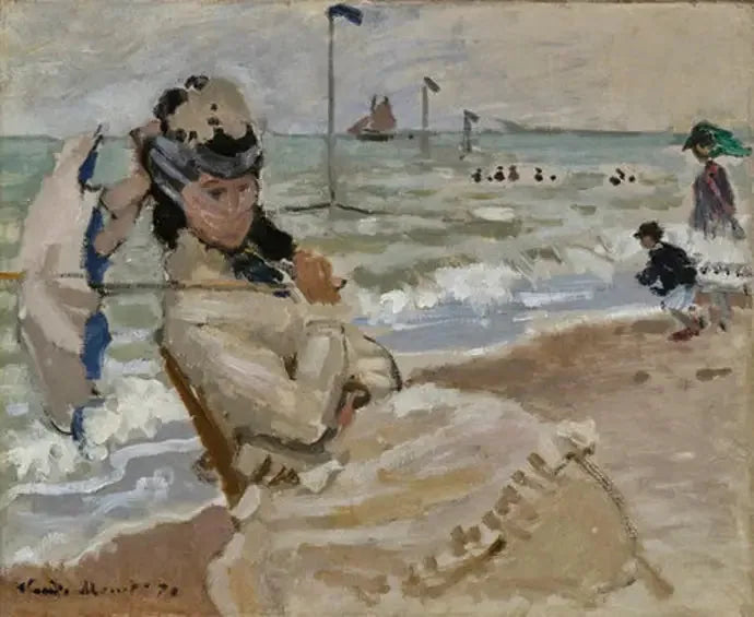 Camille en la playa de Trouville - Claude Monet