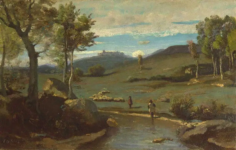 Campaña romana – Valle rocoso con un rebaño - Jean-Baptiste Camille Corot