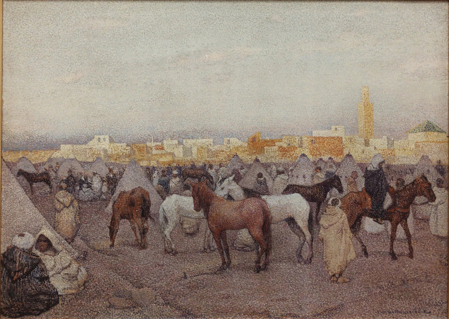Campamento de tiendas o mercado de caballos cerca de Marrakech - Théodore van Rysselberghe