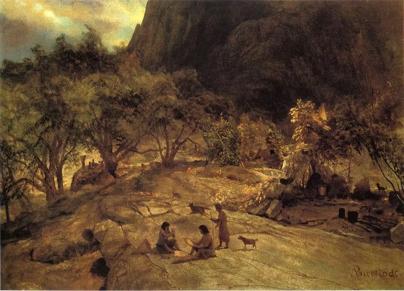 Campamento indio de Mariposa, valle de Yosemite, California - Albert Bierstadt