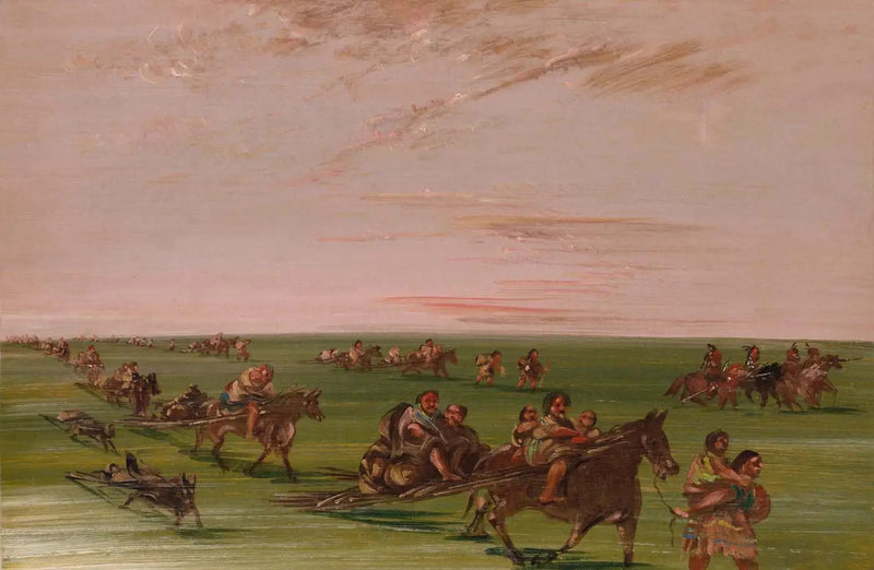 Campamento móvil de la banda de los Sioux - George Catlin