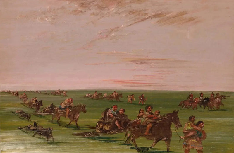 Campamento móvil de la banda de los Sioux - George Catlin