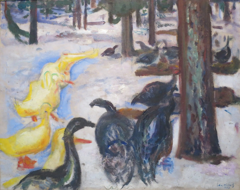 Patos y Pavos en la nieve - Edvard Munch