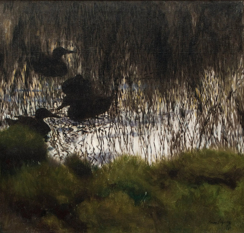 Patos salvajes entre los juncos - Bruno Liljefors