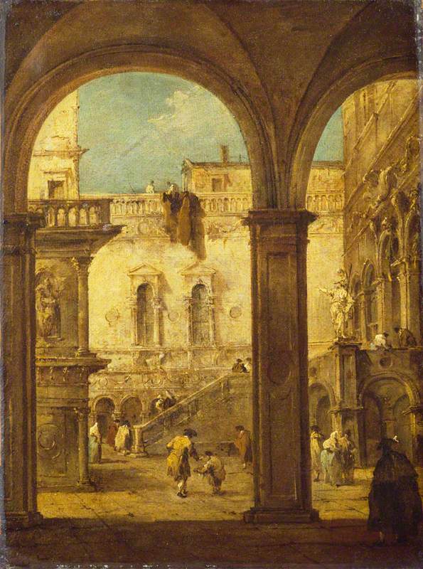 Capricho con la corte del palacio de los Doges - Francesco Guardi