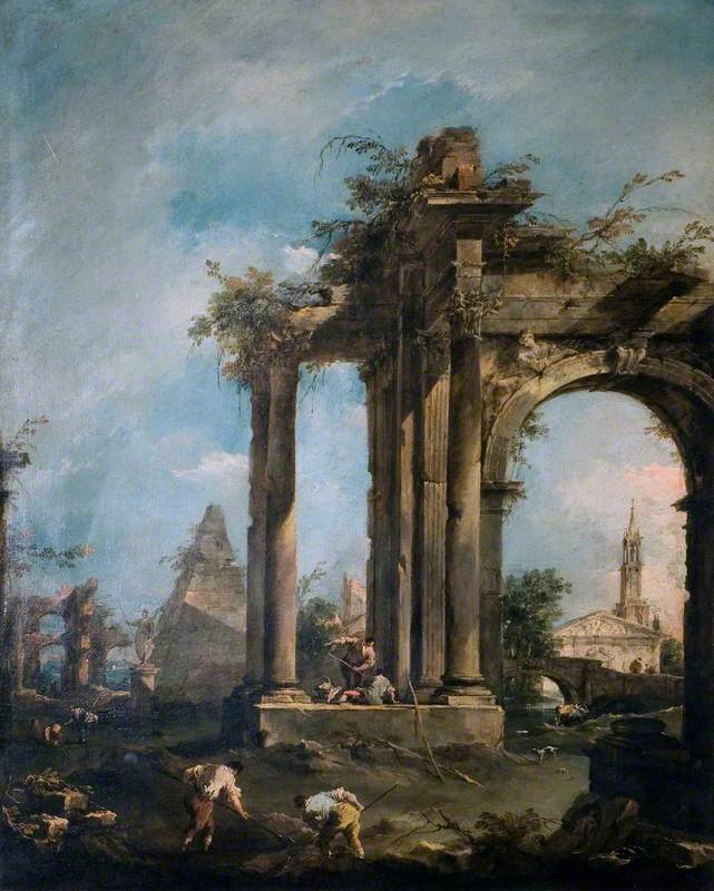 Capricho con ruinas y figuras - Francesco Guardi