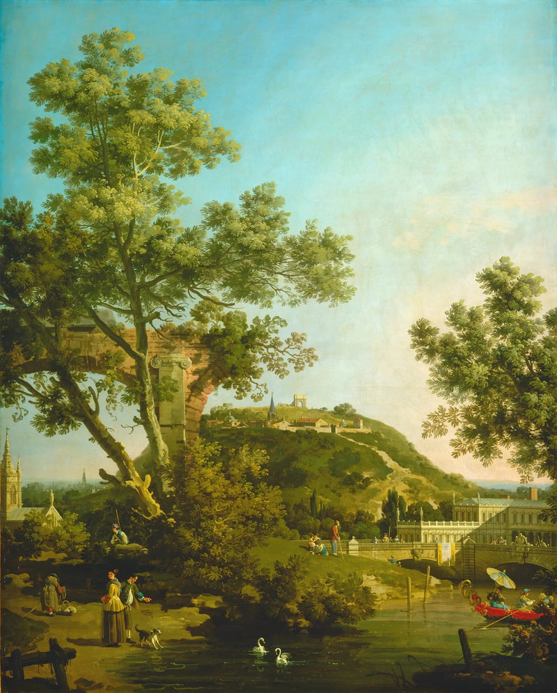Capriccio: paisaje inglés con un palacio - Canaletto