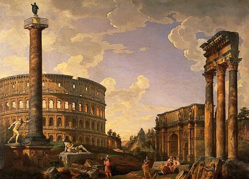 Capriccio romano, ruinas con el Coliseo - Giovanni Paolo Panini