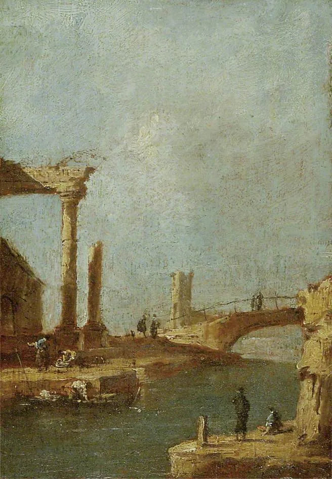 Capriccio: Ruinas y un puente - Francesco Guardi
