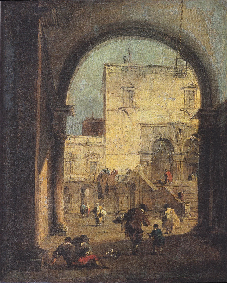 Capricho veneciano: vista de una plaza y un palacio - Francesco Guardi