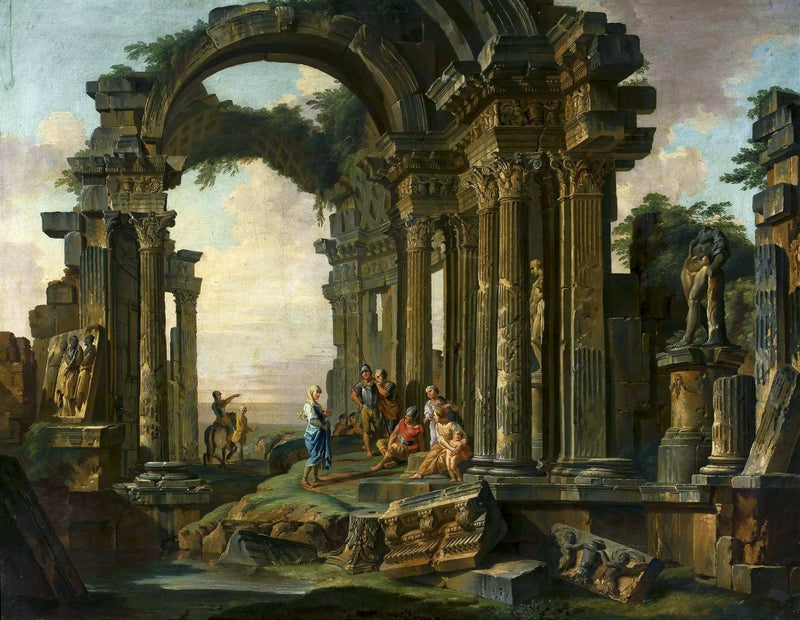 Caprice arquitectónico con ruinas romanas - Giovanni Paolo Panini