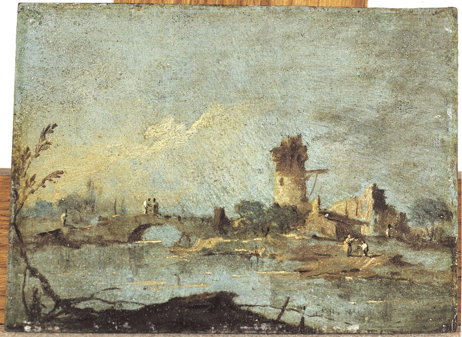 Caprice rústico, con puente y torre en ruina - Francesco Guardi