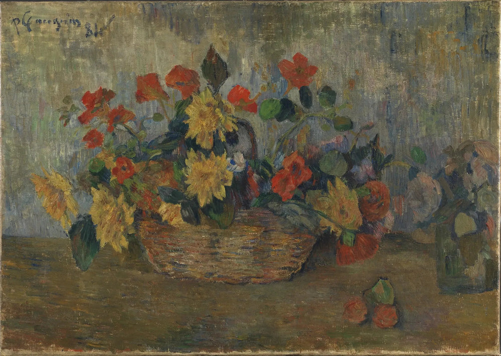 Capucines et dahlias dans une corbeille - Paul Gauguin image 1 reproduction artisanale de tableau