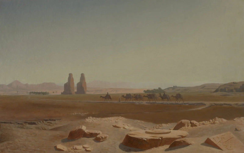 Caravana pasando cerca de los colosos de Memnón. Tebas - Jean-Léon Gérôme
