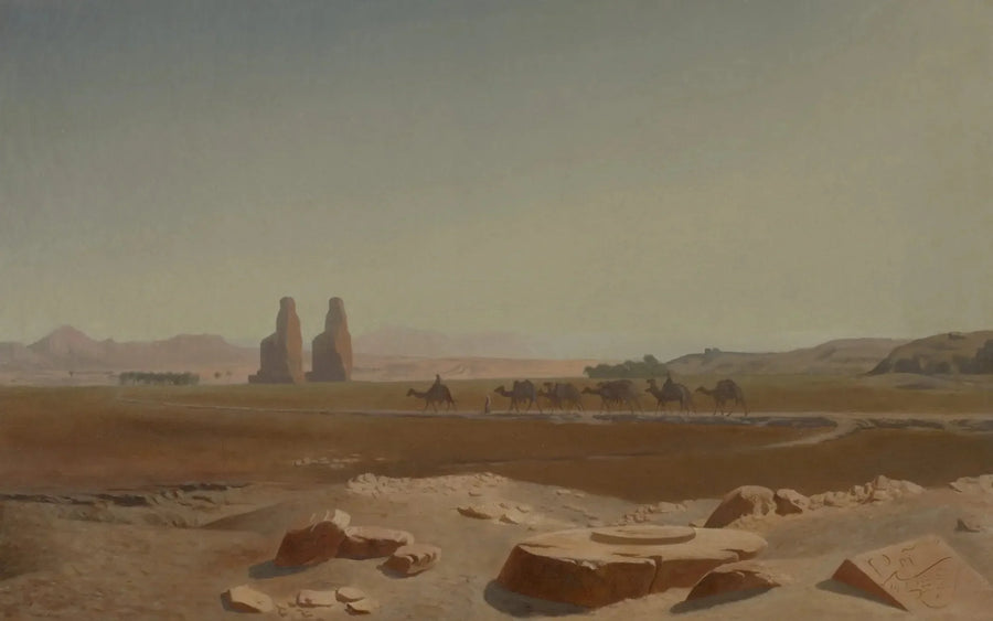 Caravana pasando cerca de los colosos de Memnón. Tebas - Jean-Léon Gérôme