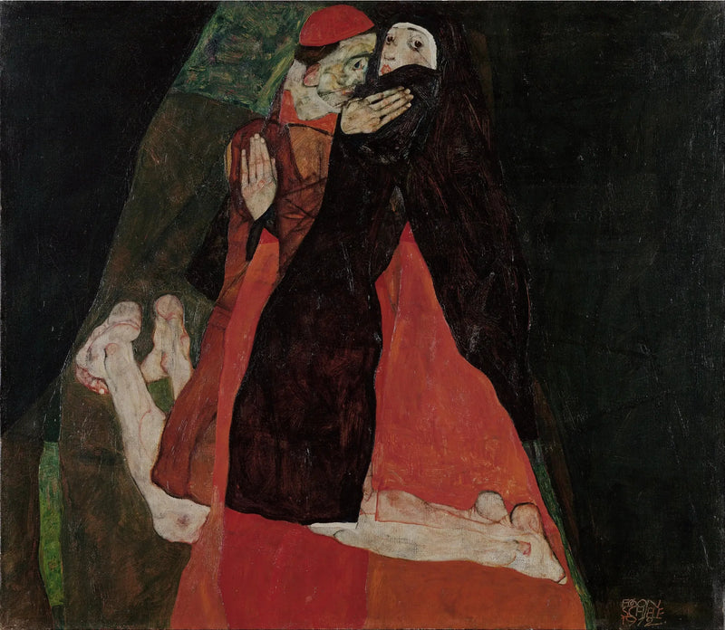 Cardenal y Monja (Caricia) - Egon Schiele