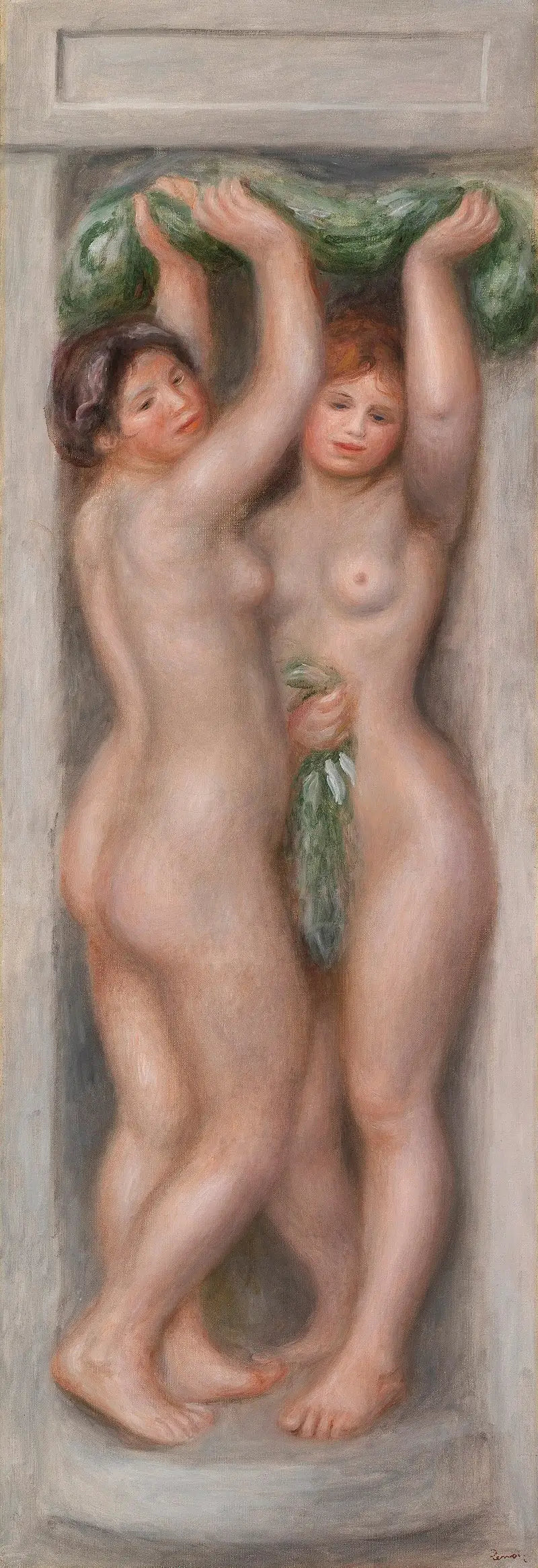 Cariátides (Cariátides); también llamado Dos bañistas (panel decorativo) - Pierre-Auguste Renoir
