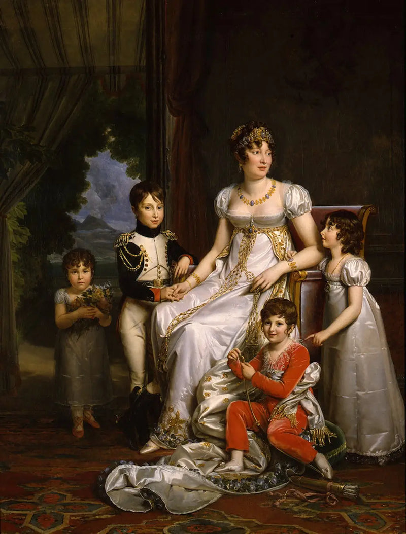 Carolina, reina de Nápoles y sus hijos - François Gérard
