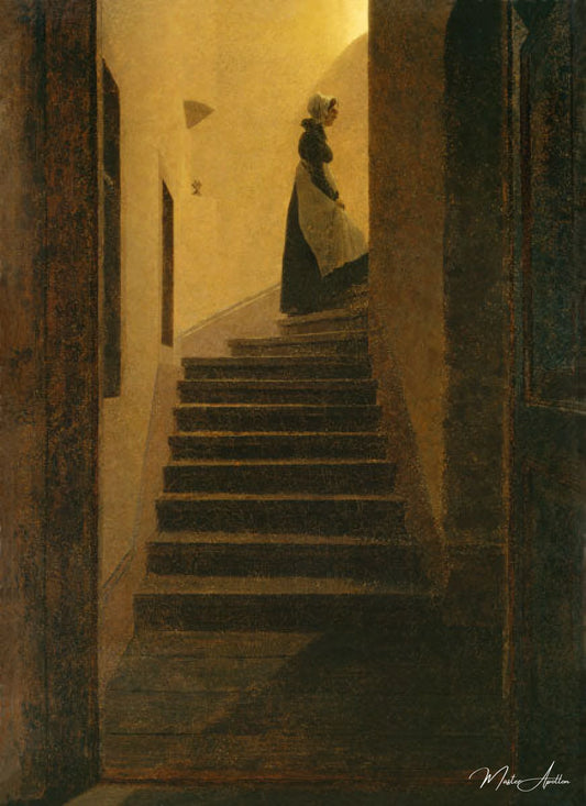 Caroline sur l'escalier - Caspar David Friedrich - Reproductions de tableaux et peintures haut de gamme