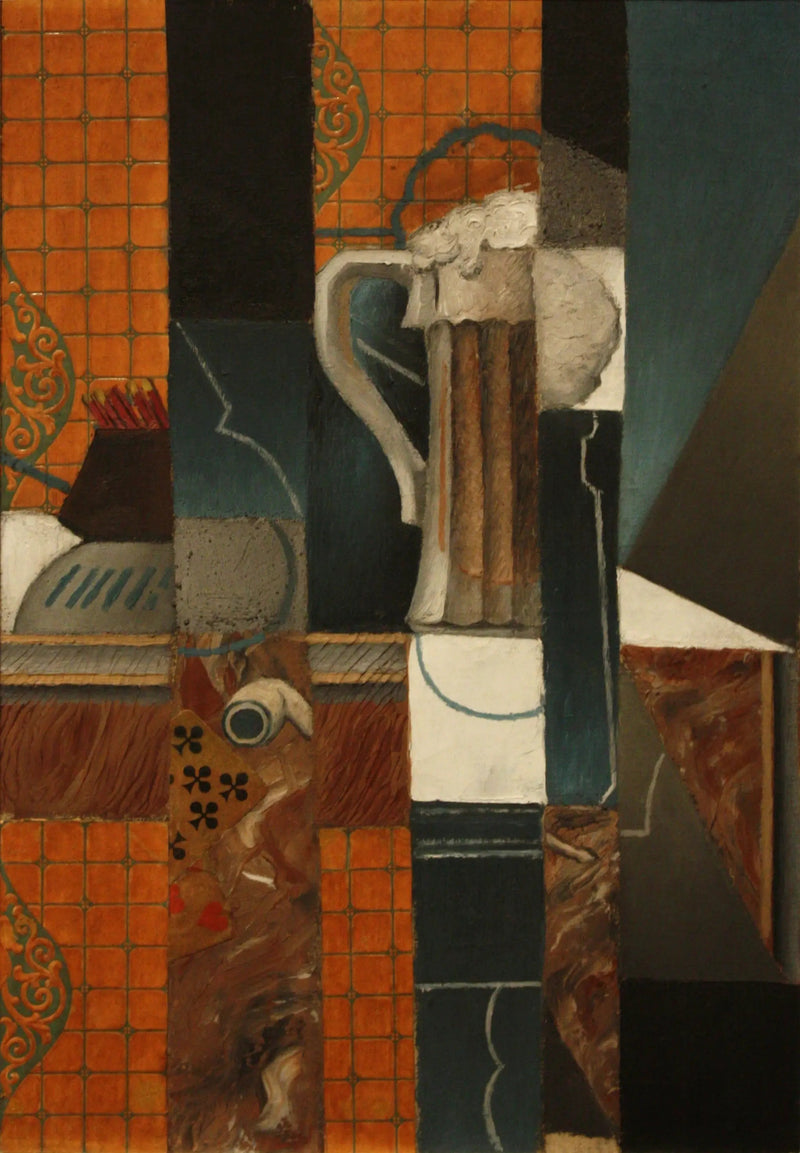 Cartas para jugar y vaso de cerveza - Juan Gris