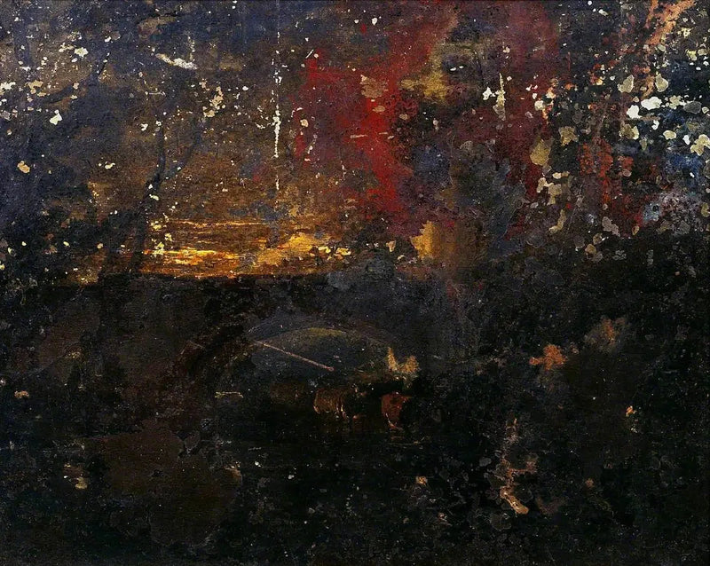 Ganado en un arroyo bajo un puente - J. M. W. Turner