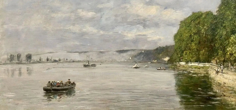 Caudebec-en-Caux, barcos en el Sena - Eugène Boudin