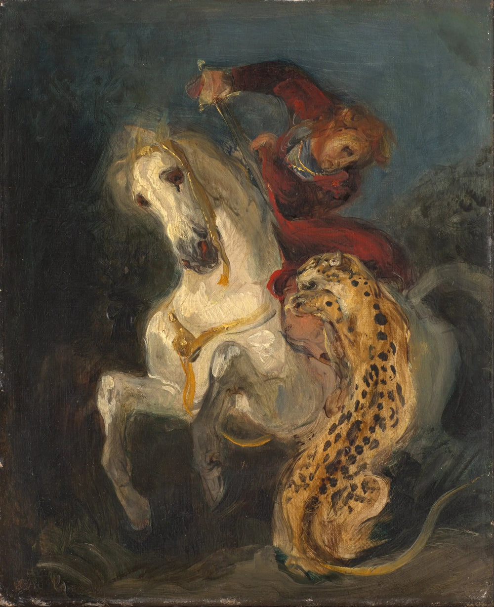 Cavalier attaqué par un jaguar - Eugène Delacroix image 1 reproduction réalisée par Alpha Reproduction
