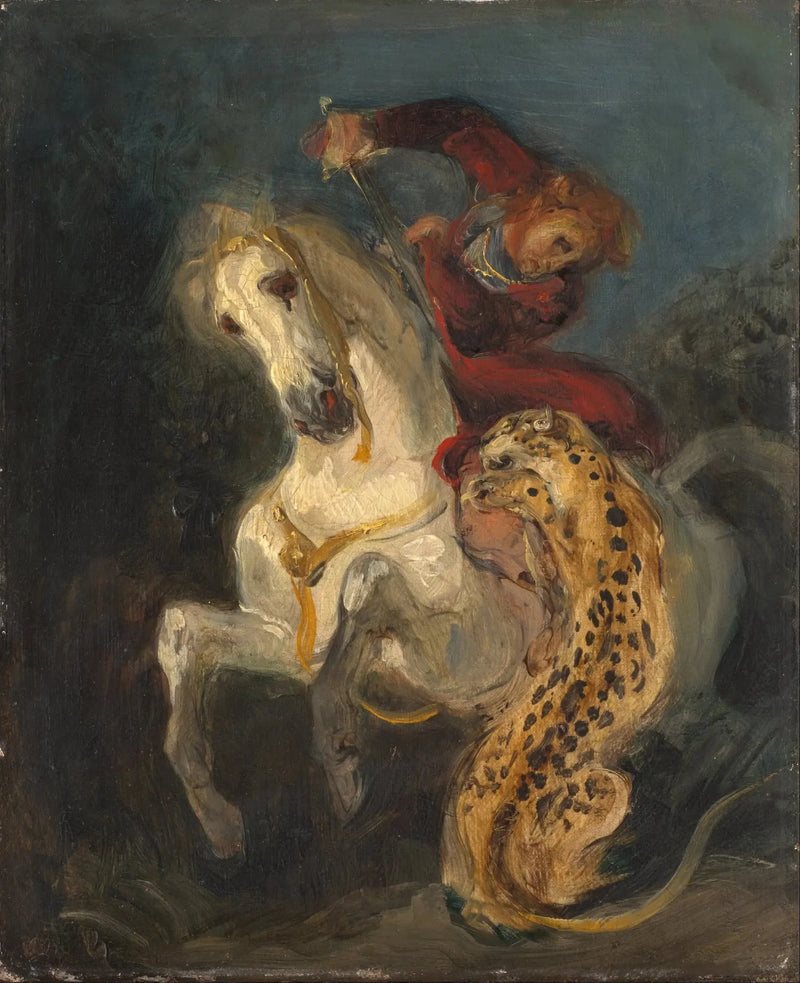 Caballero atacado por un jaguar - Eugène Delacroix