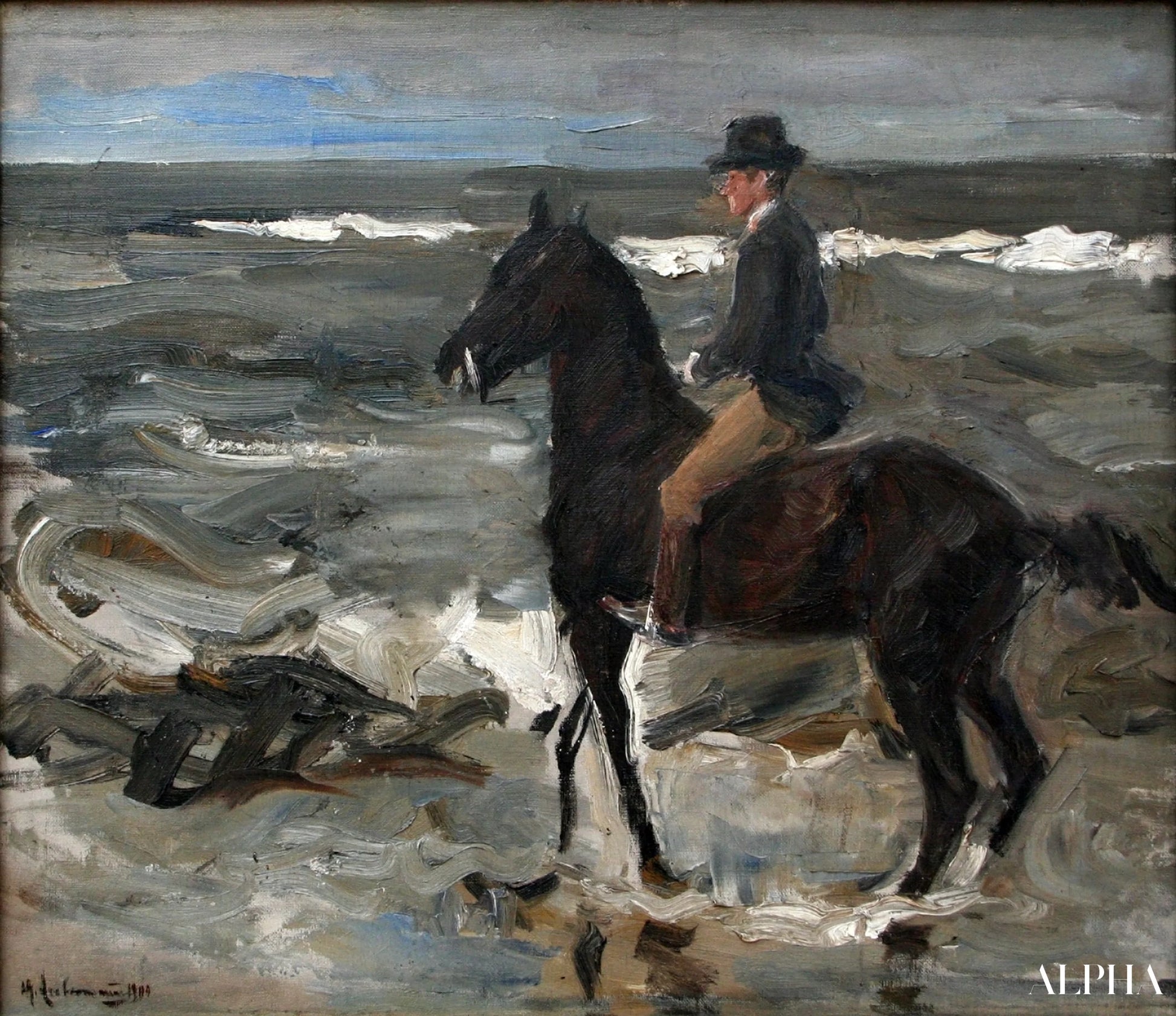 Cavalier sur la plage - Max Liebermann - Reproductions de tableaux et peintures haut de gamme