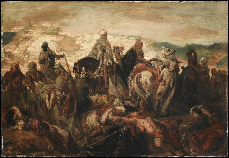 Caballos árabes llevando a sus muertos, después de un enfrentamiento contra espahis - Théodore Chassériau