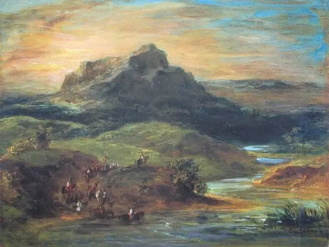 Caballos árabes cruzando el Sébou - Eugène Delacroix