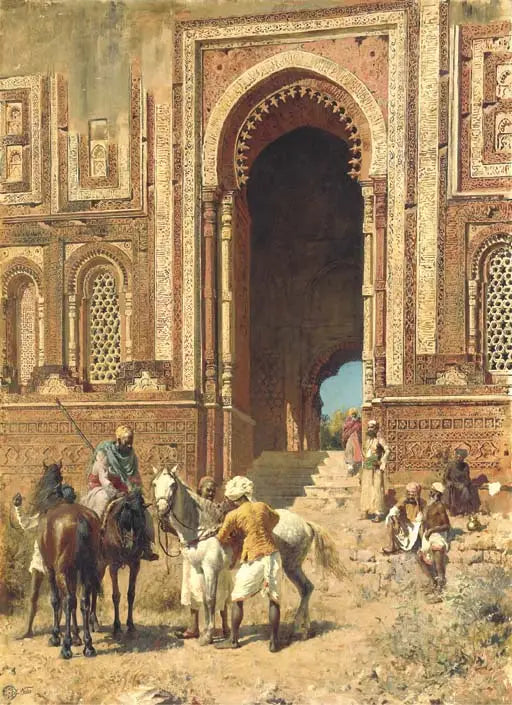 Indios caballeros en la puerta de Alah-ou-din, Old Delhi - Edwin Lord Weeks