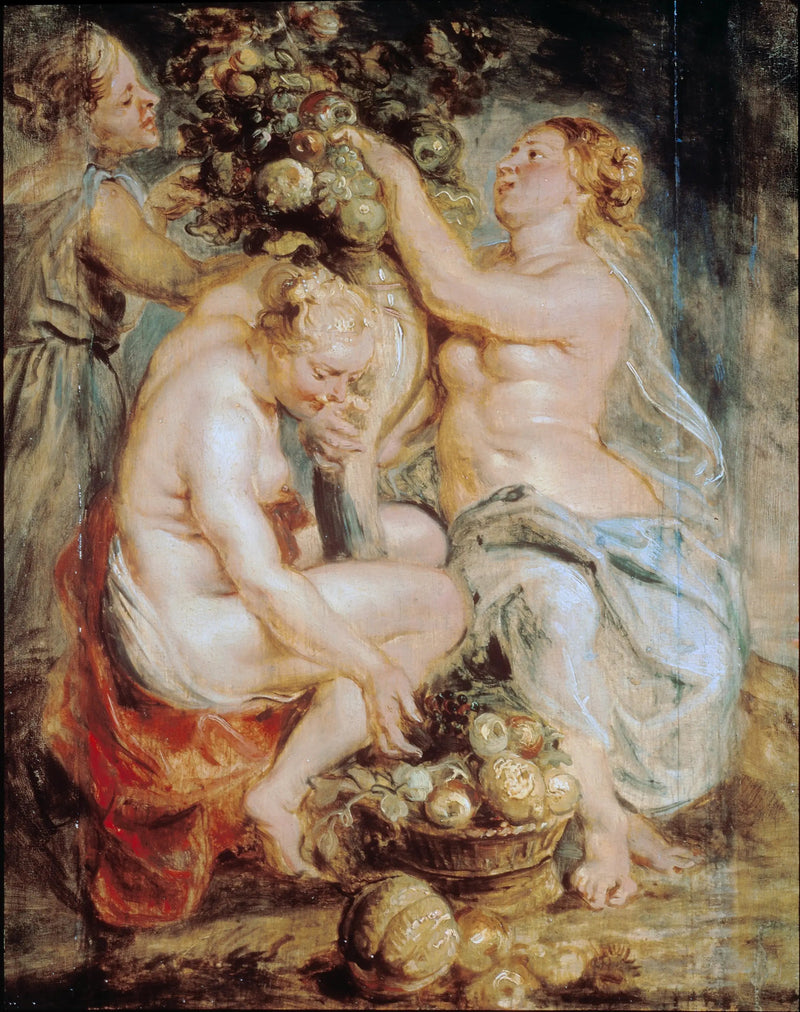 Ceres y dos ninfas con una cornucopia - Peter Paul Rubens