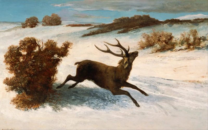 Ciervo corriente en la nieve - Gustave Courbet