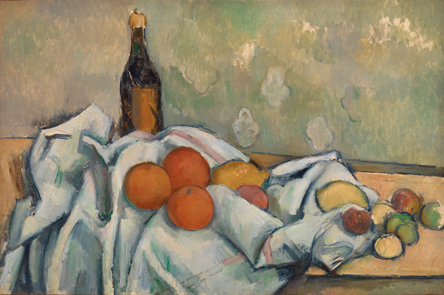 Botella y frutas - Paul Cézanne