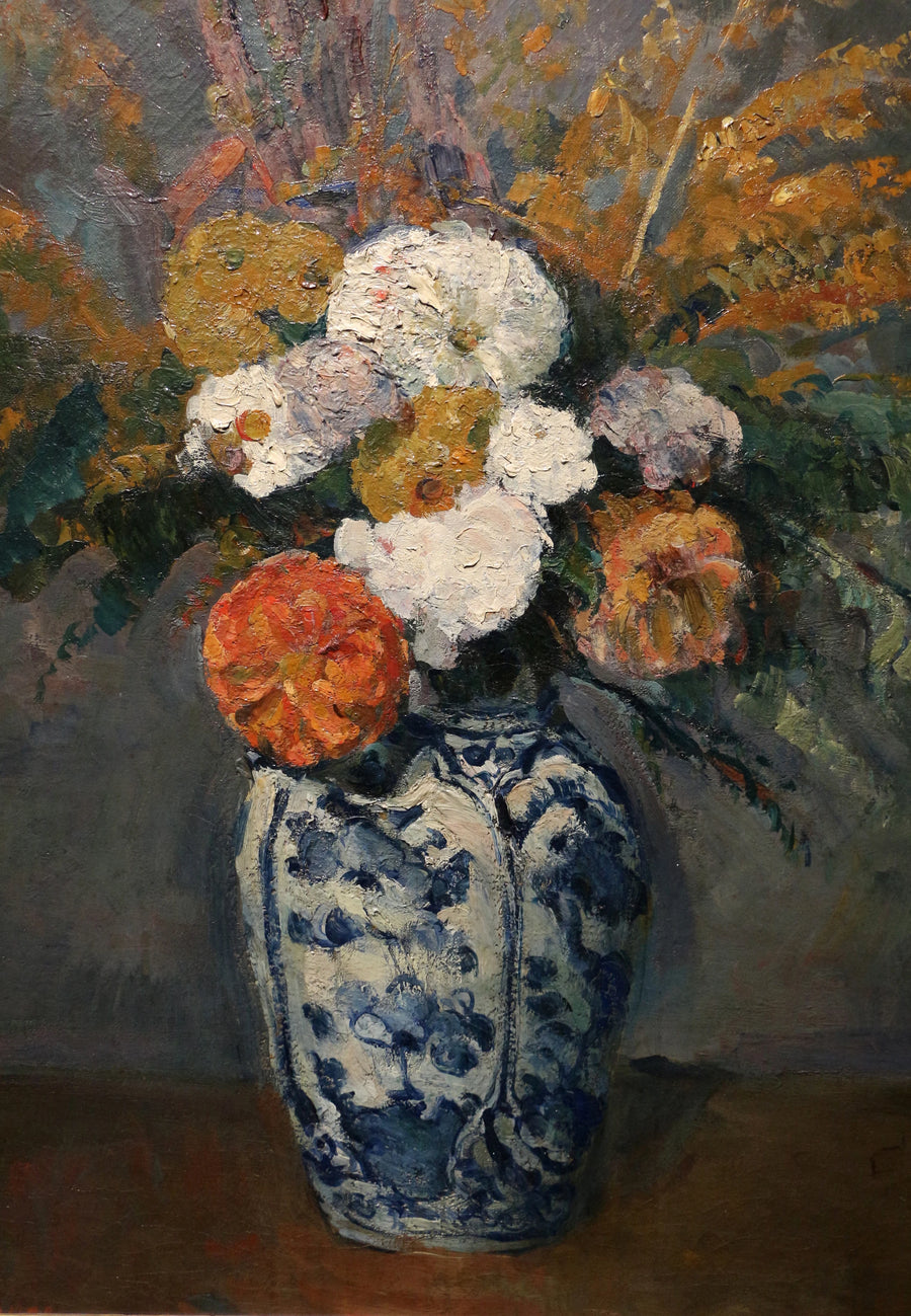 Dalias en un gran jarrón de Delft - Paul Cézanne