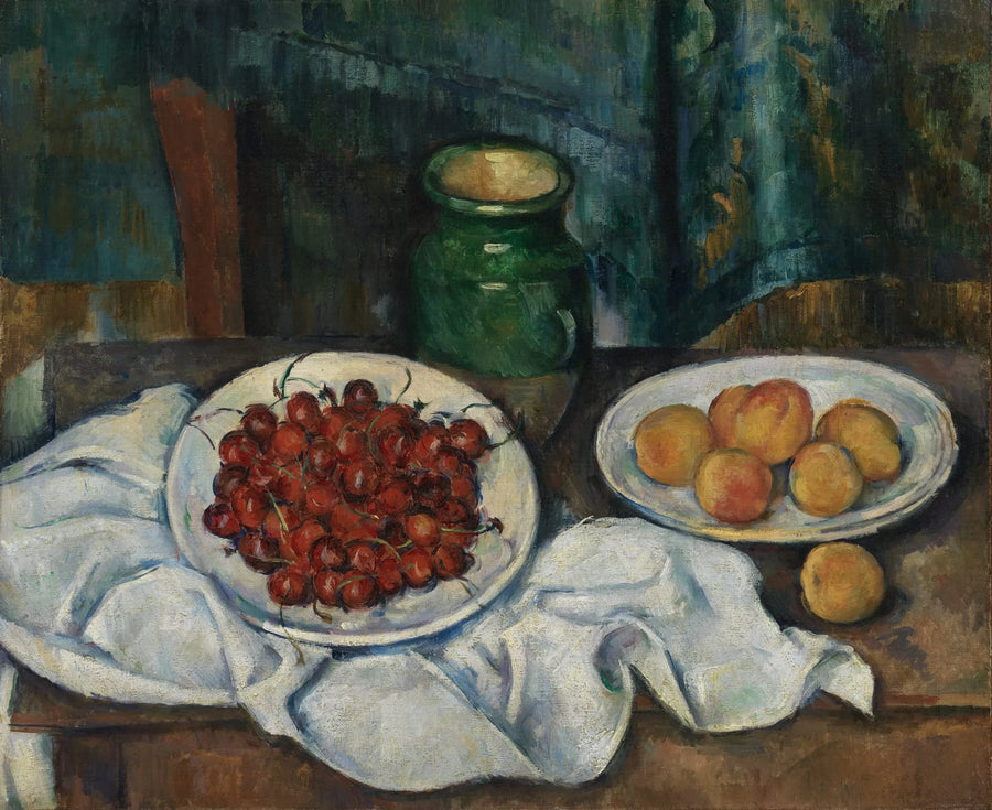 Albaricoques y cerezas en un plato - Paul Cézanne