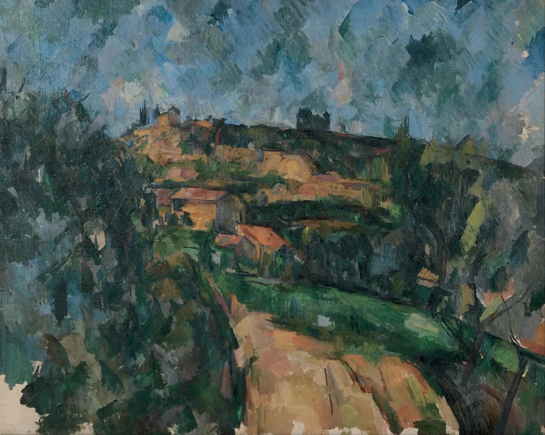 La Route tournante en haut du chemin des Lauves 1904 1906 Paul Cézanne Fondation Beyeler FWN 378 – reproduction peinture à l’huile sur toile