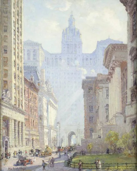 Calle Chambers y Ayuntamiento, Nueva York. -Colin Campbell Cooper