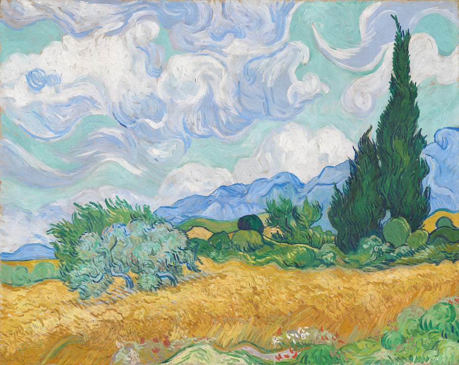 Un campo de trigo con cipreses - Vincent van Gogh