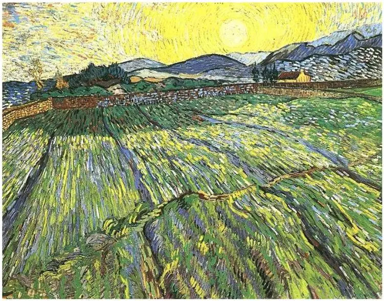 Campo cerrado con sol naciente - Vincent van Gogh