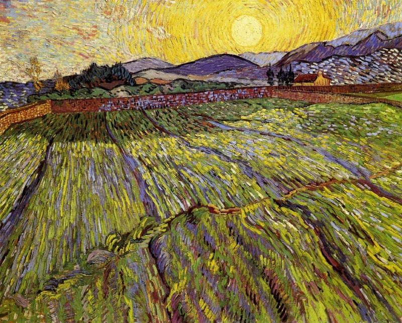 Campo cerrado con sol naciente - Vincent van Gogh
