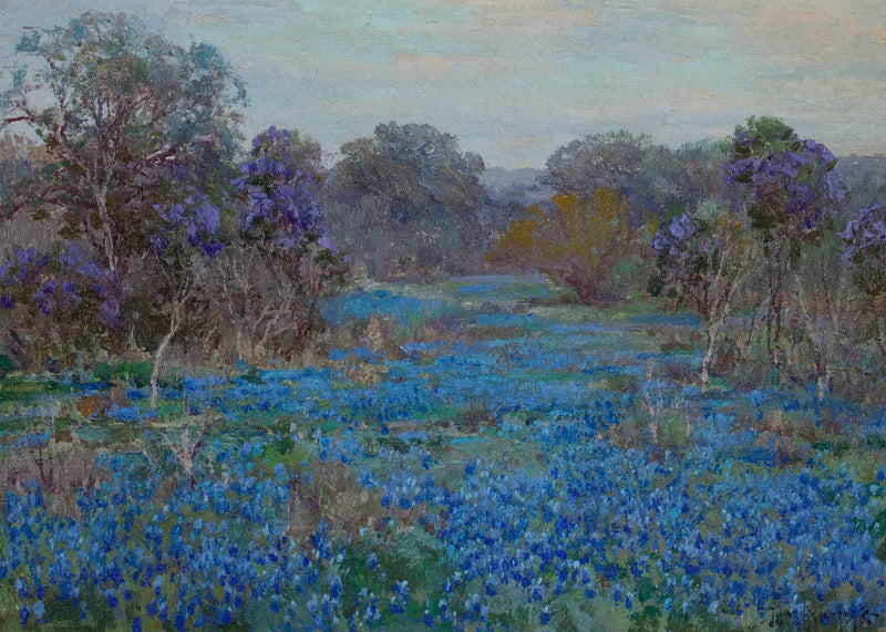 Campo de altramuces azules con árboles - Julian Onderdonk