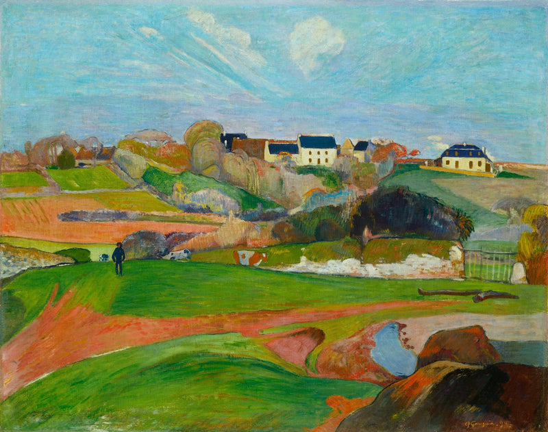 Campos en Pouldu, o Paisaje en Pouldu - Paul Gauguin