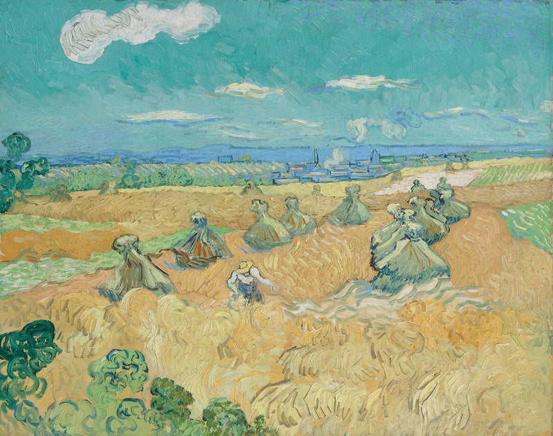 Campo de trigo con manojos y cosechadora - Vincent van Gogh