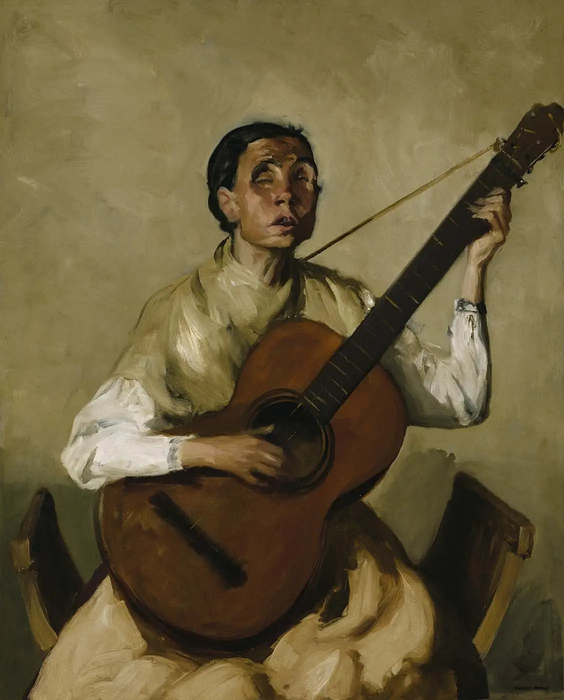 Chanteur espagnol aveugle - Robert Henri image 1 tableau peint à l’huile sur toile