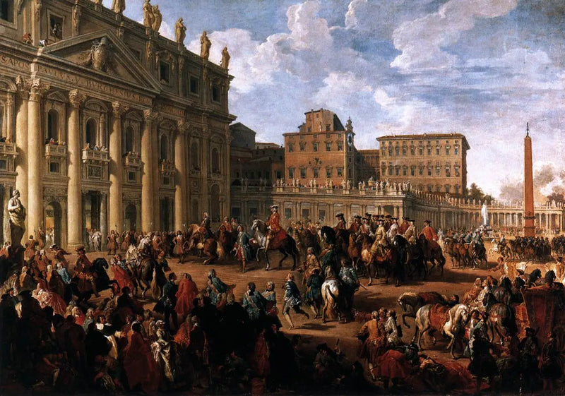 Charles de Bourbon visitando la basílica de San Pedro - Giovanni Paolo Panini