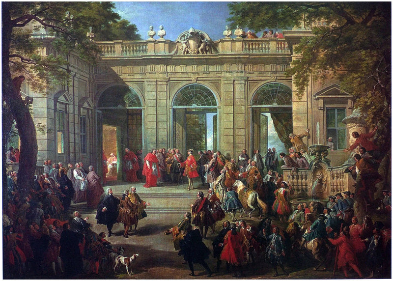 Charles de Bourbon visitando al Papa Benedicto XIV en el Café del Quirinal - Giovanni Paolo Panini